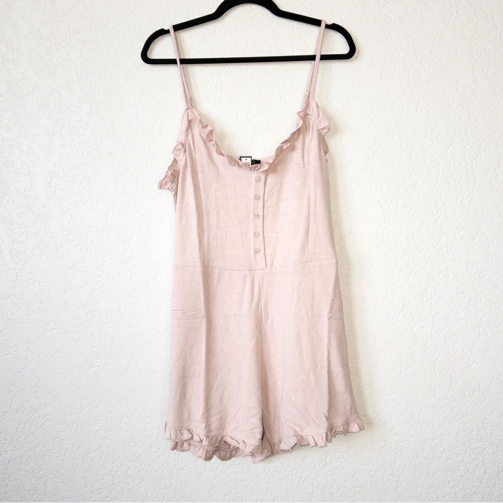 NWT Soncy Pink Ruffle Teddy Romper‎ Size 3 (22/24)
